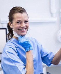 Dental hygienist smiles